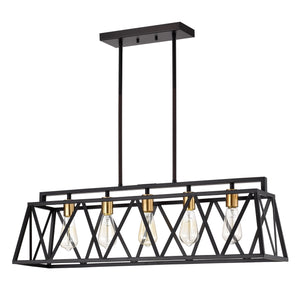 Ironclad Island Pendant Chandelier Country Farmhouse 5-Light 35" Wide Ceiling Light by Chloe
