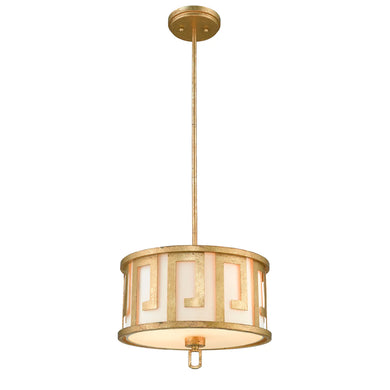 Lemuria 2 Light Duo-Mount Medium Pendant - Distressed Gold, Ivory Shade Ceiling Light by Lucas McKearn