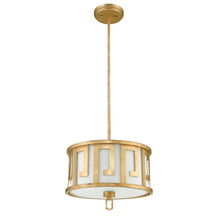 Lemuria 2 Light Duo-Mount Medium Pendant - Distressed Gold, Ivory Shade Ceiling Light by Lucas McKearn