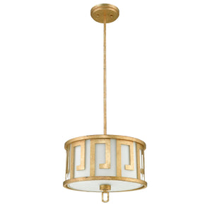 Lemuria 2 Light Duo-Mount Medium Pendant - Distressed Gold, Ivory Shade Ceiling Light by Lucas McKearn