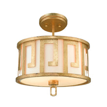 Lemuria 2 Light Duo-Mount Medium Pendant - Distressed Gold, Ivory Shade Ceiling Light by Lucas McKearn