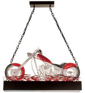 Custom 38"L Red Motorcycle Oblong Pendant Ceiling Light by Meyda