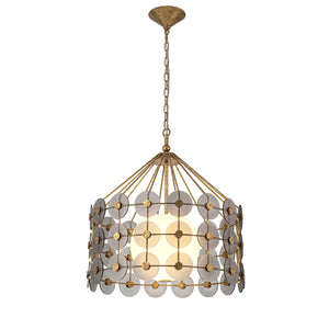Meridian 3 Light Pendant Chandelier in Gold Smokey Glass Ceiling Light by Lucas McKearn