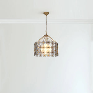 Meridian 3 Light Pendant Chandelier in Gold Smokey Glass Ceiling Light by Lucas McKearn