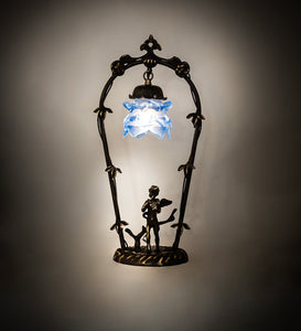 19" High Blue Cherub With Violin Mini Table Lamp Bedside Nightstand Reading Desk Table Light by Meyda