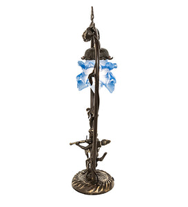 19" High Blue Cherub With Violin Mini Table Lamp Bedside Nightstand Reading Desk Table Light by Meyda
