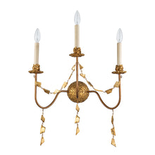 Mosaic 3 Light Candelabra Wall Sconce in Antique Gold Wall Lamp Home Decor by Lucas McKearn