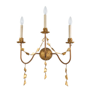 Mosaic 3 Light Candelabra Wall Sconce in Antique Gold Wall Lamp Home Decor by Lucas McKearn