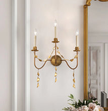 Mosaic 3 Light Candelabra Wall Sconce in Antique Gold Wall Lamp Home Decor by Lucas McKearn