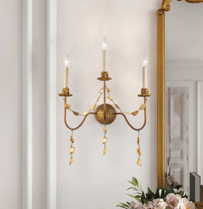 Mosaic 3 Light Candelabra Wall Sconce in Antique Gold Wall Lamp Home Decor by Lucas McKearn