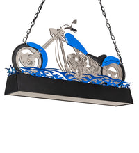 Custom 38" Long Blue Motorcycle Oblong Pendant Ceiling Light by Meyda