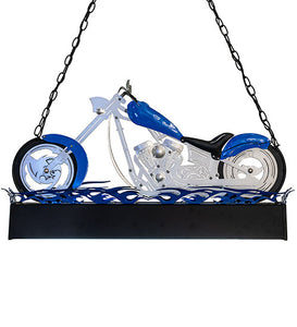 Custom 38" Long Blue Motorcycle Oblong Pendant Ceiling Light by Meyda