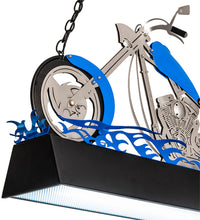 Custom 38" Long Blue Motorcycle Oblong Pendant Ceiling Light by Meyda