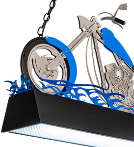 Custom 38" Long Blue Motorcycle Oblong Pendant Ceiling Light by Meyda