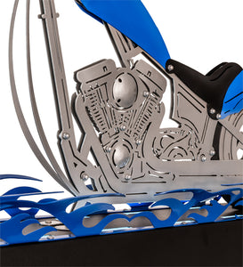 Custom 38" Long Blue Motorcycle Oblong Pendant Ceiling Light by Meyda
