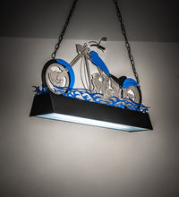 Custom 38" Long Blue Motorcycle Oblong Pendant Ceiling Light by Meyda