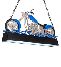 Custom 38" Long Blue Motorcycle Oblong Pendant Ceiling Light by Meyda