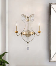 Silver and Gold 2 Light Empire Classic Crystal French Wall Sconce in Antique Gold Wall Lamp Home Decor by Lucas McKearn