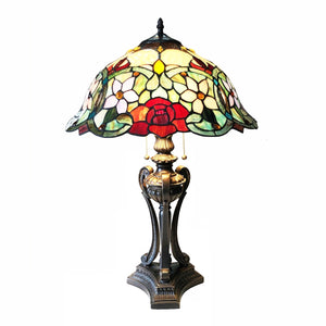 Piper Table Light Tiffany Victorian Floral Stained Glass 26" Height Bedside Nightstand Reading Desk Lamp by Chloe