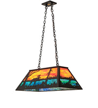 Custom 33" Long Moose at Lake Oblong Pendant Ceiling Light by Meyda