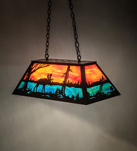 Custom 33" Long Moose at Lake Oblong Pendant Ceiling Light by Meyda