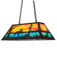 Custom 33" Long Moose at Lake Oblong Pendant Ceiling Light by Meyda