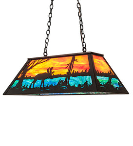 Custom 33" Long Moose at Lake Oblong Pendant Ceiling Light by Meyda