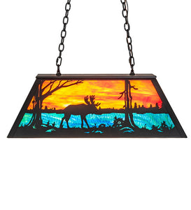 Custom 33" Long Moose at Lake Oblong Pendant Ceiling Light by Meyda