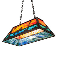 Custom 33" Long Moose at Lake Oblong Pendant Ceiling Light by Meyda
