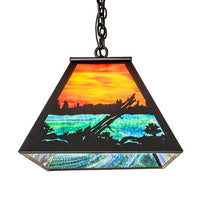 Custom 33" Long Moose at Lake Oblong Pendant Ceiling Light by Meyda