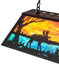 Custom 33" Long Moose at Lake Oblong Pendant Ceiling Light by Meyda