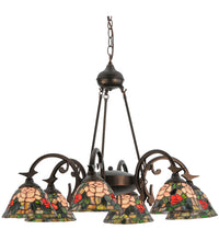 32"W Tiffany Rosebush 6 LT Chandelier Ceiling Light by Meyda