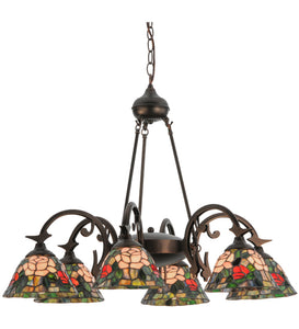 32"W Tiffany Rosebush 6 LT Chandelier Ceiling Light by Meyda