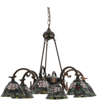 32"W Tiffany Rosebush 6 LT Chandelier Ceiling Light by Meyda