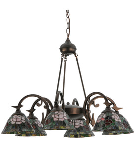32"W Tiffany Rosebush 6 LT Chandelier Ceiling Light by Meyda
