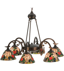 32"W Tiffany Rosebush 6 LT Chandelier Ceiling Light by Meyda