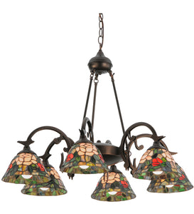 32"W Tiffany Rosebush 6 LT Chandelier Ceiling Light by Meyda