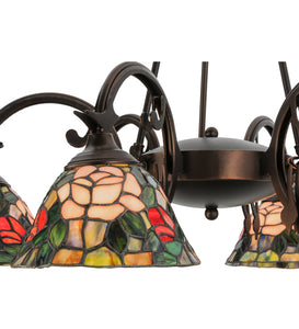32"W Tiffany Rosebush 6 LT Chandelier Ceiling Light by Meyda