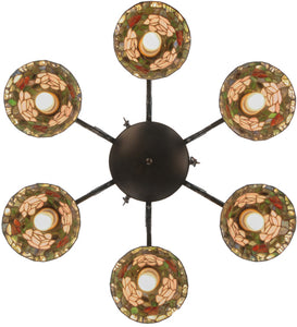 32"W Tiffany Rosebush 6 LT Chandelier Ceiling Light by Meyda