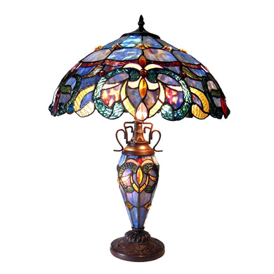 Nora Table Lamp Tiffany Victorian-style Double lit 3 Light 18