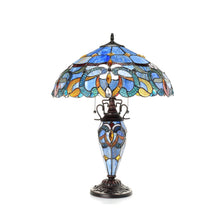 Nora Table Lamp Tiffany Victorian-style Double lit 3 Light 18" Shade Bedside Nightstand Reading Desk Table Light by Chloe