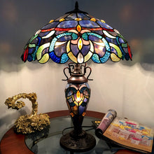 Nora Table Lamp Tiffany Victorian-style Double lit 3 Light 18" Shade Bedside Nightstand Reading Desk Table Light by Chloe