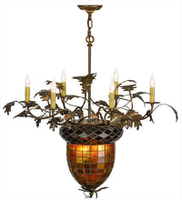 Custom 36"W Greenbriar Oak 6 Arm Chandelier Ceiling Light by Meyda