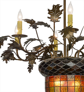 Custom 36"W Greenbriar Oak 6 Arm Chandelier Ceiling Light by Meyda