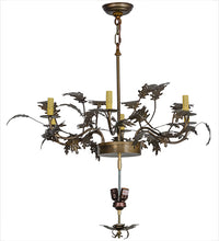 Custom 36"W Greenbriar Oak 6 Arm Chandelier Ceiling Light by Meyda