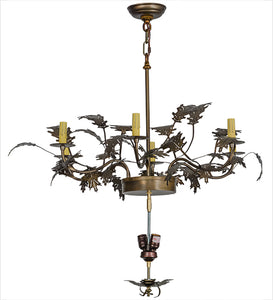 Custom 36"W Greenbriar Oak 6 Arm Chandelier Ceiling Light by Meyda