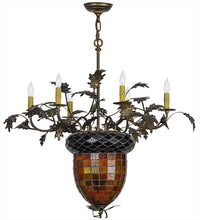 Custom 36"W Greenbriar Oak 6 Arm Chandelier Ceiling Light by Meyda