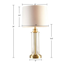Clarity Glass Cylinder Gold Table Lamp, Set of 2, Bedside Nightstand Reading Desk Table Light by Olliix-510 Design