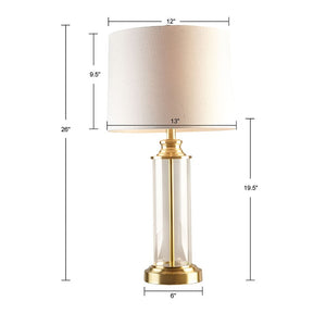 Clarity Glass Cylinder Gold Table Lamp, Set of 2, Bedside Nightstand Reading Desk Table Light by Olliix-510 Design