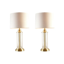 Clarity Glass Cylinder Gold Table Lamp, Set of 2, Bedside Nightstand Reading Desk Table Light by Olliix-510 Design